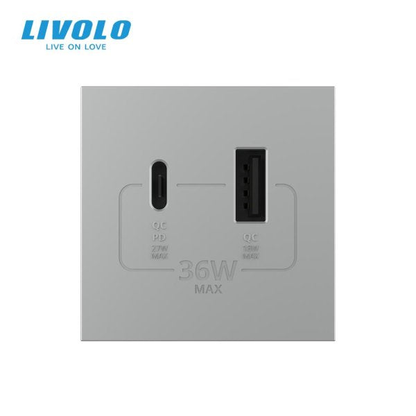 Modul / USB-1A1C 36W 45mm*45mm bijela, crna, zlatna i siva