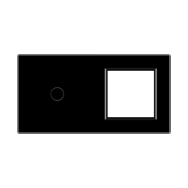 1 Tipka &1 Okvir Stakleni Panel crna 150mm*80mm