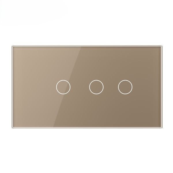 Stakleni panel 4M 1 Tipka & 2 Tipke zlatni i sivi 142mm*78mm