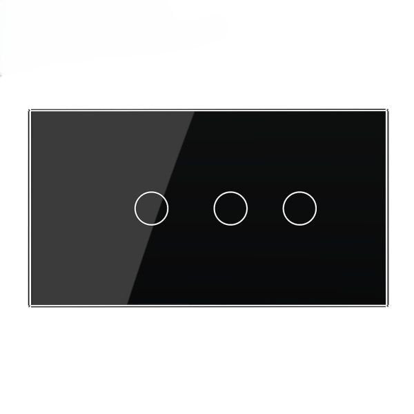 Stakleni panel 4M 1 Tipka & 2 Tipke crni 142mm*78mm