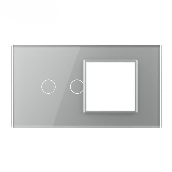 Stakleni panel 4M 2 Tipke & 1 Okvir zlatni i sivi 142mm*78mm