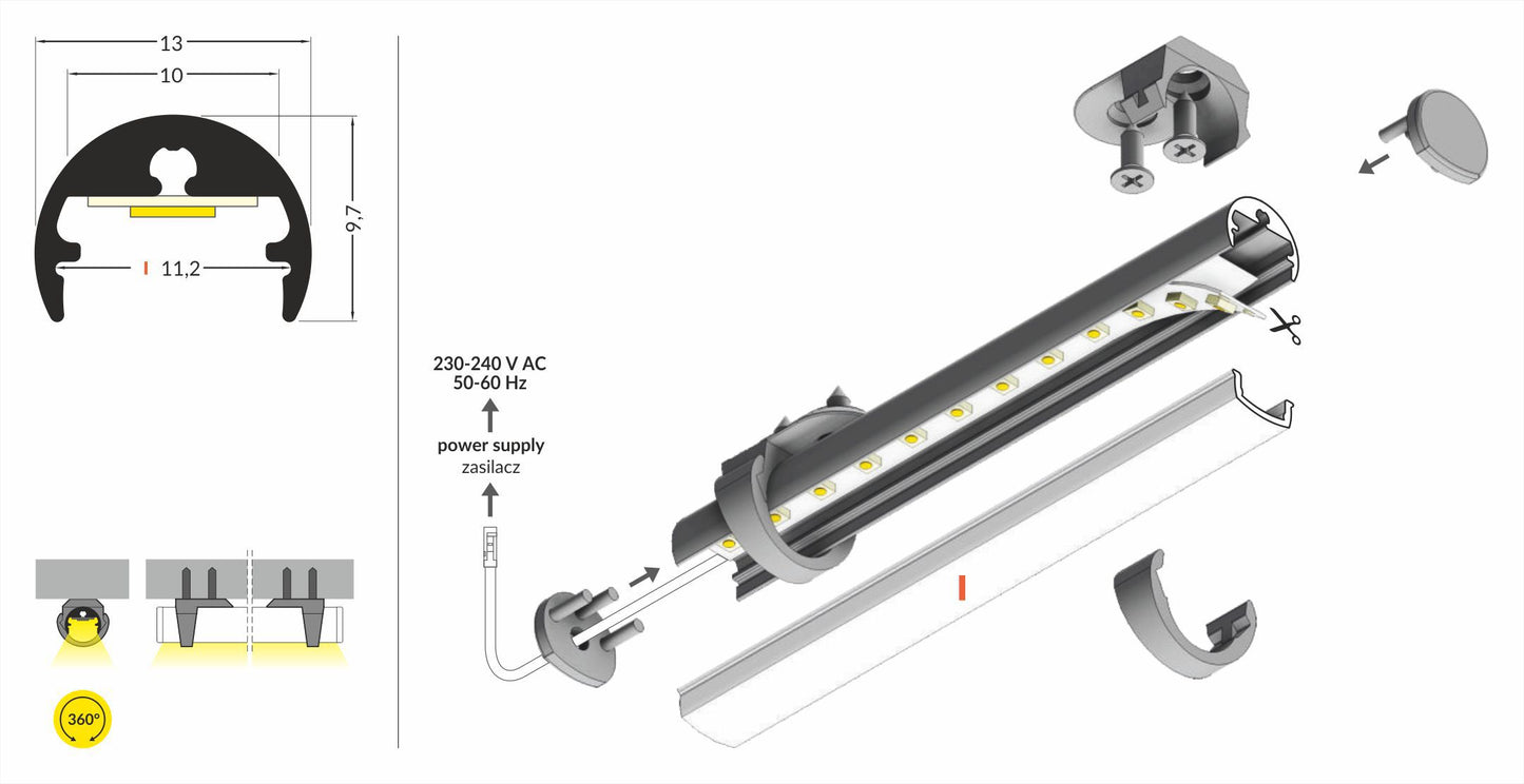 LED profile PEN8 I 2000 anod.