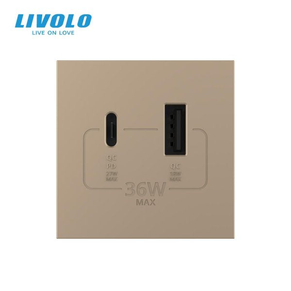 Modul / USB-1A1C 36W 45mm*45mm bijela, crna, zlatna i siva