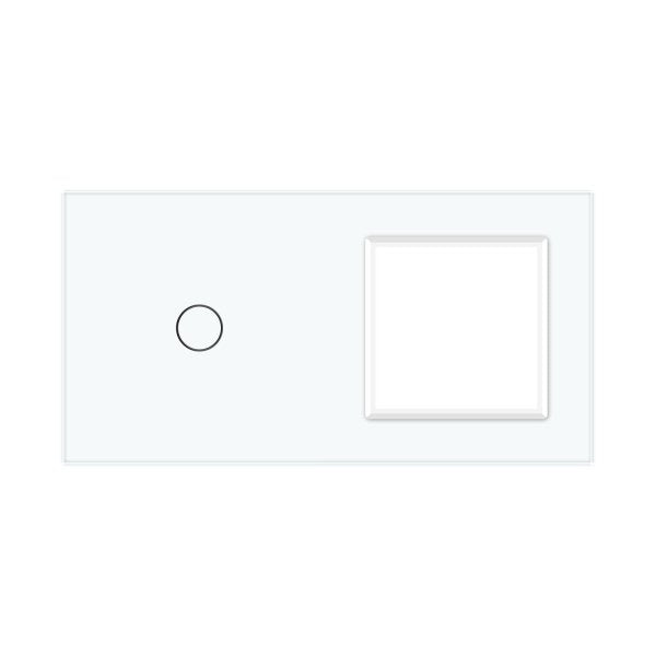 1 Tipka &1 Okvir Stakleni Panel bijela150mm*80mm
