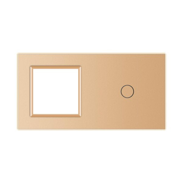 1 Okvir &1 Tipka Stakleni Panel zlatna i siva 150 mm*80 mm