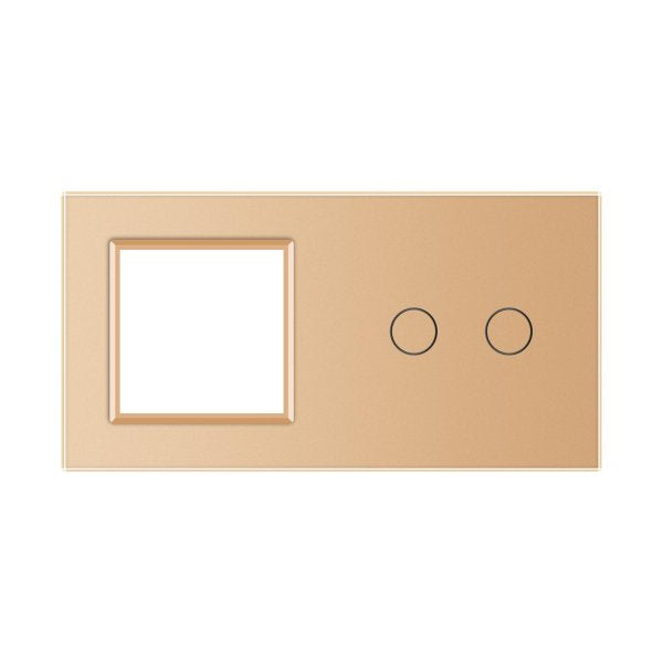 1 Okvir & 2 Tipke  Stakleni Panel  zlatna i siva 150 mm*80 mm