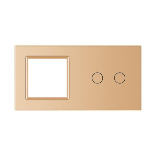 1 Okvir & 2 Tipke  Stakleni Panel  zlatna i siva 150 mm*80 mm