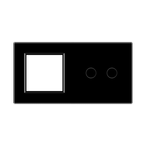 1 Okvir & 2 Tipke Stakleni Panel crna 150 mm*80 mm