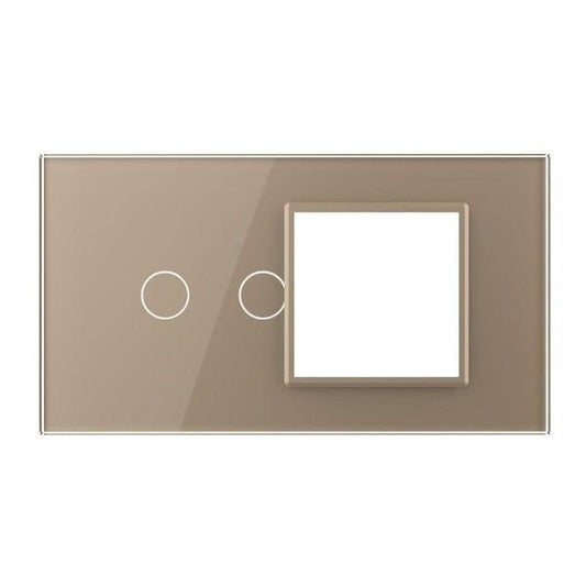 Stakleni panel 4M  2 Tipke & 1 Okvir zlatni i sivi  142mm*78mm