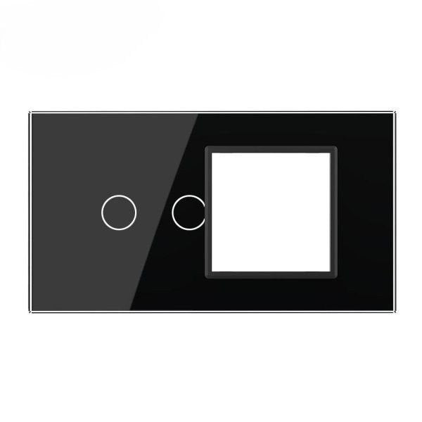 Stakleni panel 4M  2 Tipke & 1 Okvir crni 142mm*78mm