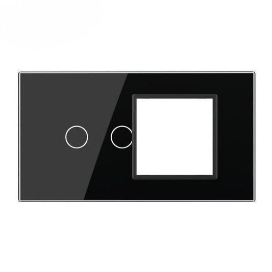 Stakleni panel 4M  2 Tipke & 1 Okvir crni 142mm*78mm