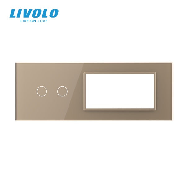 Stakleni panel 7M 2 Tipke & 1 Okvir & 1 Okvir zlatni i sivi Dimenzija: 209.5mm*78mm