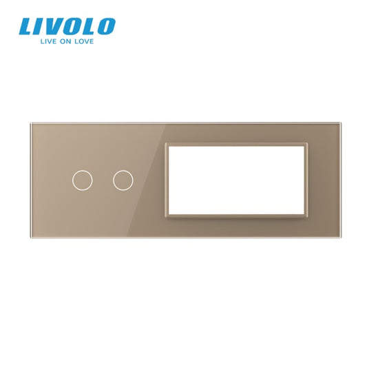 Stakleni panel 7M 2 Tipke & 1 Okvir & 1 Okvir zlatni i sivi Dimenzija: 209.5mm*78mm