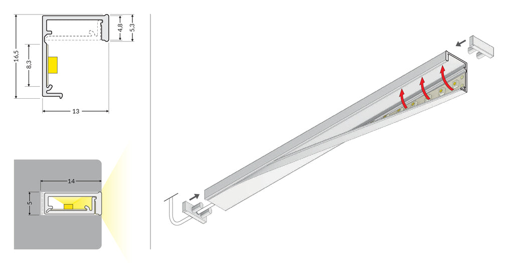 LED profile SLASH8 2000 opal