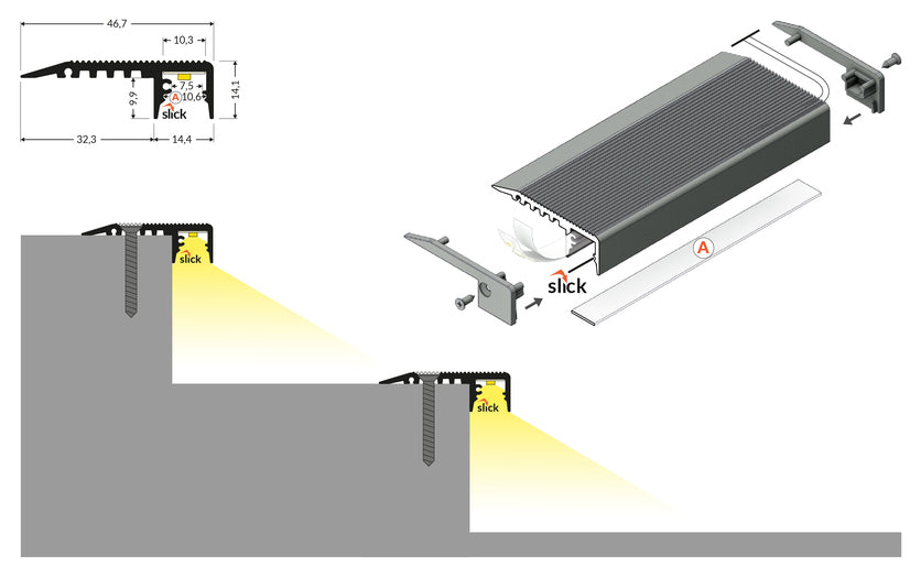 LED profile UP-MINI10 A 2000 anod.