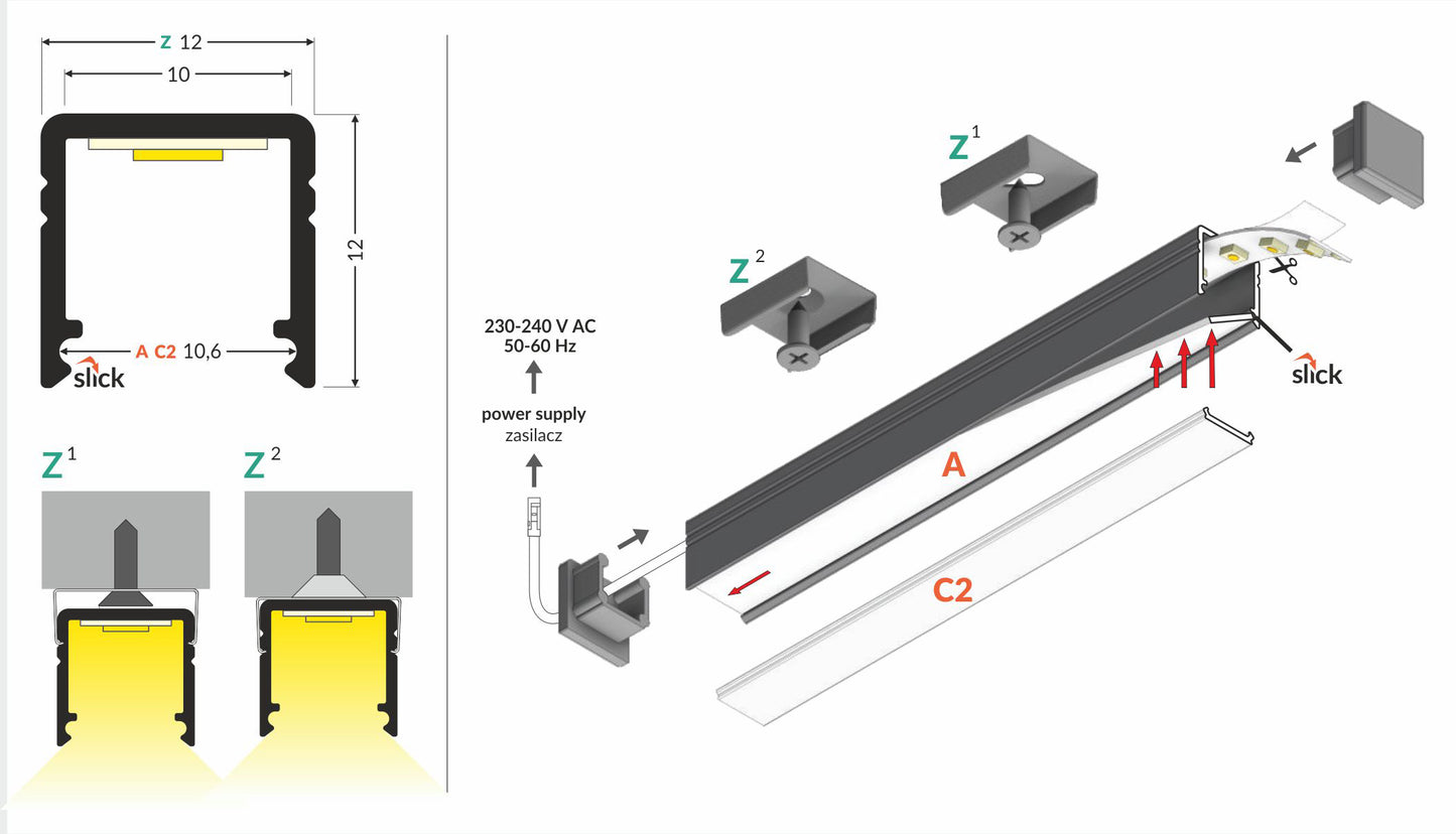 LED profile SMART10 AC2/Z 2000 black anod.